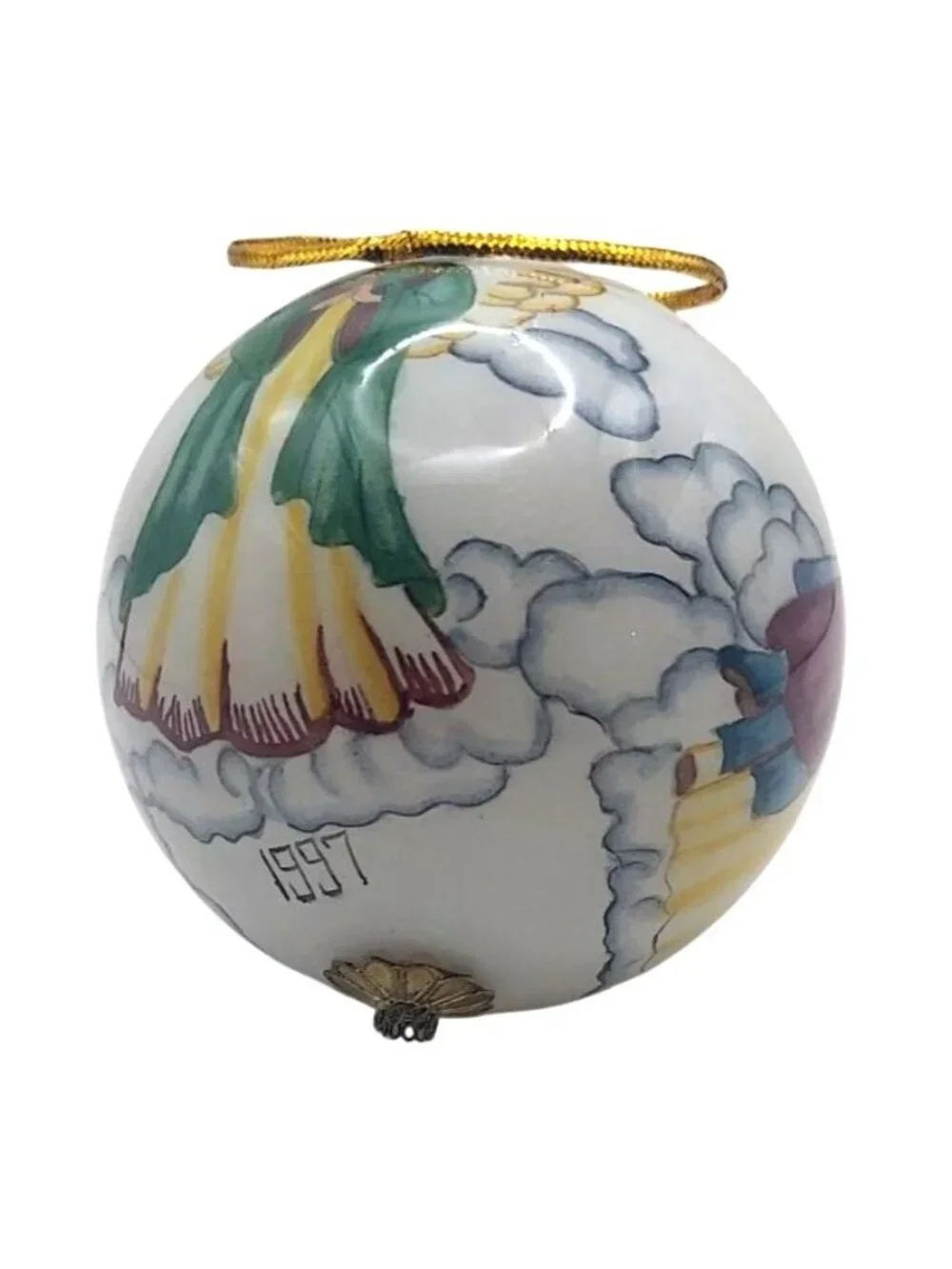 Glass Angel Ball Ornament Li Bien Reverse Hand Painted Storage Box 1997 Pier One